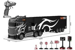 CRAZON Lastbil R/C m/trailer & skilte 1:16 2,4GHz sort