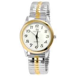 Classique herrklocka med elastiskt armband i rostfritt stål - Silver/guld
