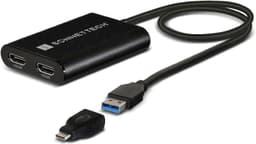Sonnet USB-A og USB-C Dual 4K HDMI 2.0 Displaylink Adapter for bærbare datamaskiner og M1/M2 Mac-er