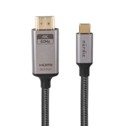 NÖRDIC 1,5 m USBC til HDMI 4K 60Hz nylonflettet kabel plass grå støtte for HDCP1.4 og 2.2
