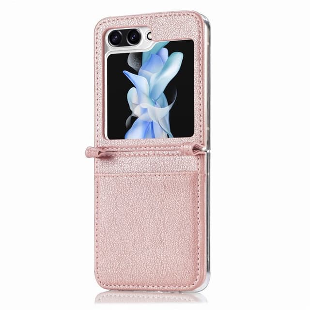 Läder skal med kortplats Samsung Galaxy Z Flip 5 - Rosé