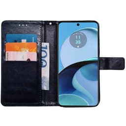 Lompakkokotelo 3-kortti Motorola Moto G14 - Tummansininen