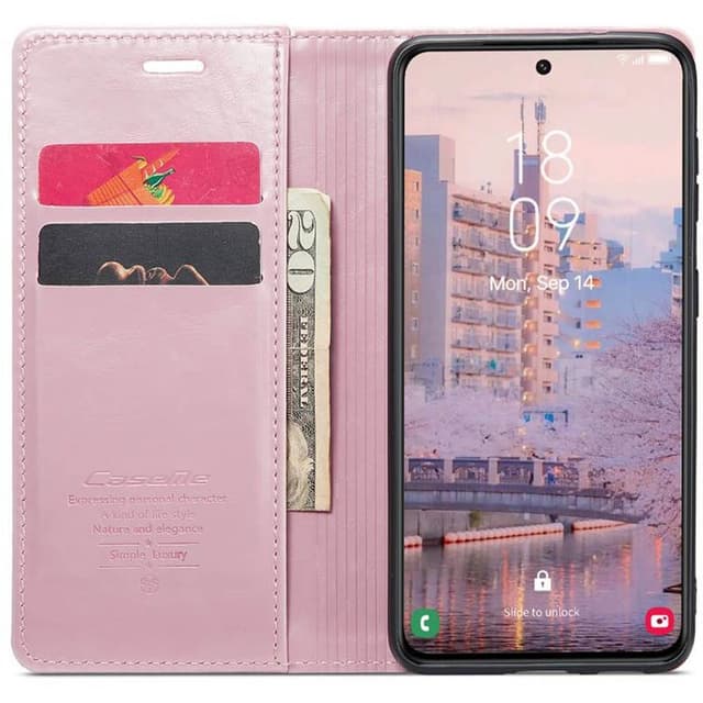 CaseMe Lompakkokotelo 2-kortti Samsung Galaxy S23 FE - Vaaleapinkki