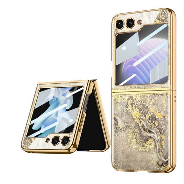 Marble Glass Case Samsung Galaxy Z Flip 5 - Dubai Gold