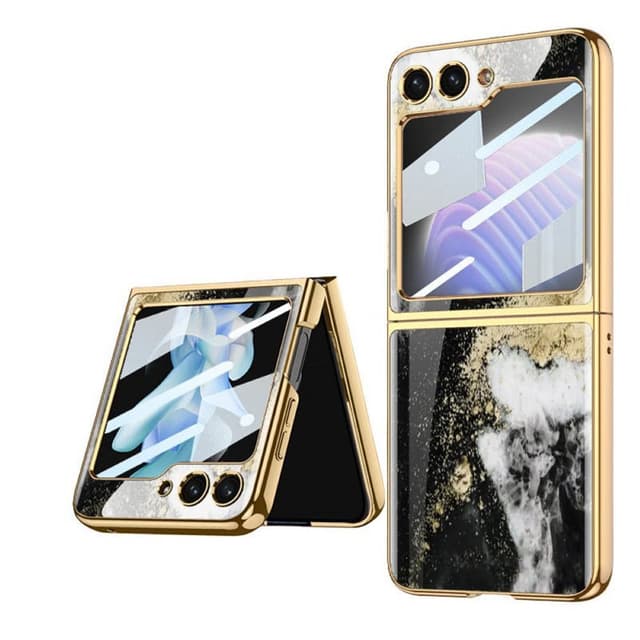 Marble Glass Case Samsung Galaxy Z Flip 5 - Nero Gold