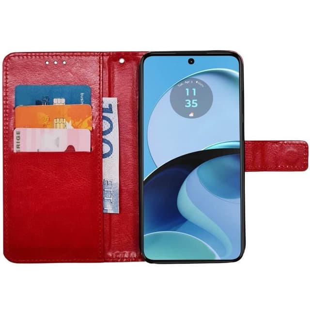 Lommebokdeksel 3-kort Motorola Moto G14 - Rød