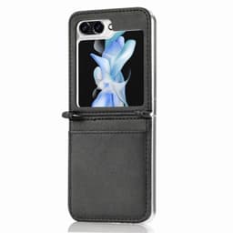 Lær deksel med kortplass Samsung Galaxy Z Flip 5 - Sort
