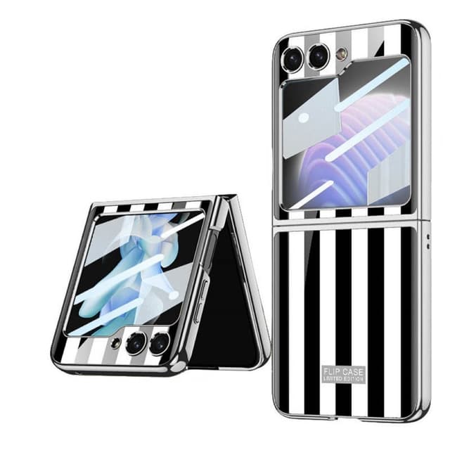Stripe Glass case Samsung Galaxy Z Flip 5 - Blackwhite