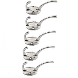 5-pack rustika antika klädkrokar med skruvar Silver