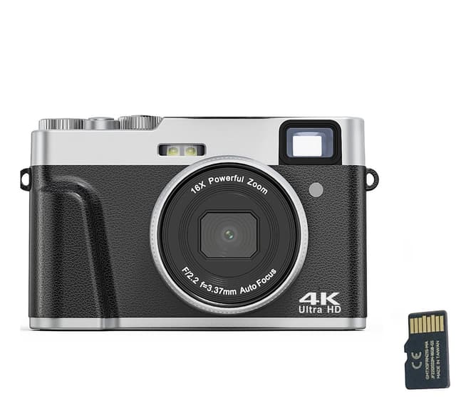 Digitalkamera 4K/48MP/16X Zoom/Autofokus/Søger/Anti-Shake med 32GB kort
