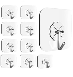 Itsekiinnittyvät seinäkoukut 10 kpl Läpinäkyvä