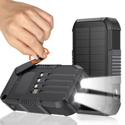 Kraftfuld powerbank på 40.000 mAh med solpanel og håndtag
