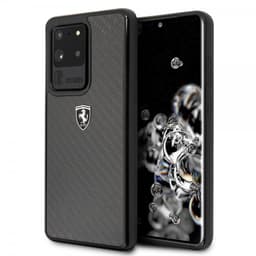 Ferrari Samsung Galaxy S20 Ultra Cover Kulfibertekstur Sort