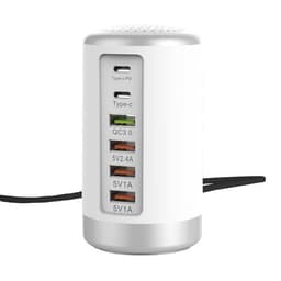 Multi-oplader USB 65W hurtigoplader - Hvid / sølv
