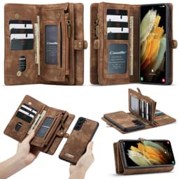 CASEME Samsung Galaxy S21+ (Plus) Retro läder plånboksfodral Brun