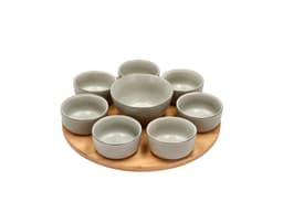 Snack set 8 bowls Grey Stoneware