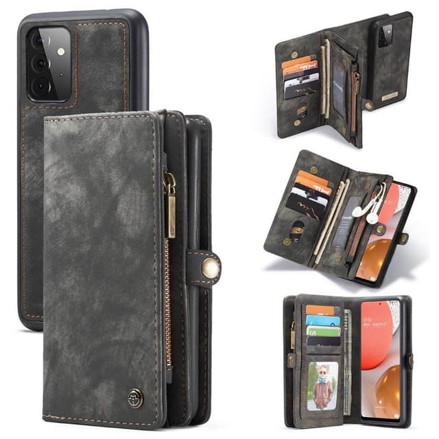 CaseMe Lompakkokotelo 11-kortti Samsung Galaxy A72  - Musta / harmaa