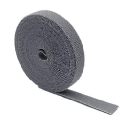 Dobbeltsidet velcrobånd til kabelhåndtering 10 m / 2 cm Grå