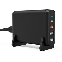 75W 5ports C USB oplader USB C PD 60W, 18W QC3.0 C USB, USB A QC3.0 18W og 2x USB A 5V 2,4a