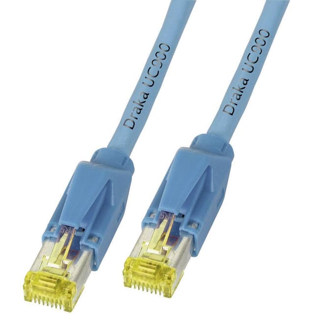 DRAKA K8560BL.1 RJ45 Netværkskabel, patchkabel CAT 6A S/FTP 1.00 m Blå Flammehæmmende, med låsebeskyttelse 1 s
