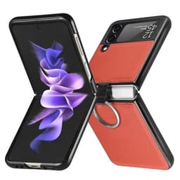 Konstläderfodral med ring Samsung Galaxy Z Flip 3 Röd