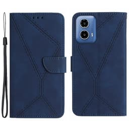 SKALO Motorola Moto E14 4G Embossed Plånboksfodral i PU-Läder - Blå