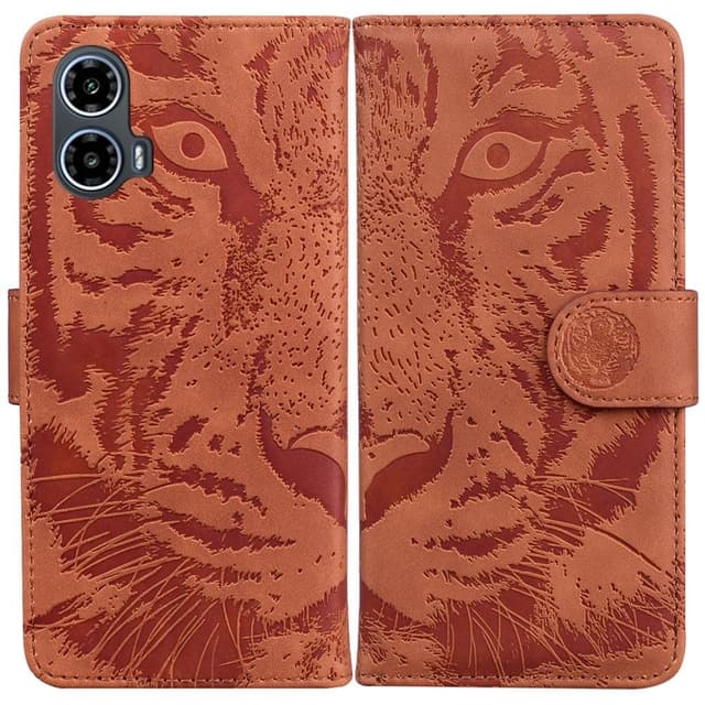 SKALO Motorola Moto E14 4G Tegnebog med tigerpræg - Brun