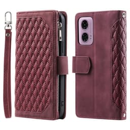 SKALO Motorola Moto E14 4G Big Wallet Quiltat Plånbok - Röd