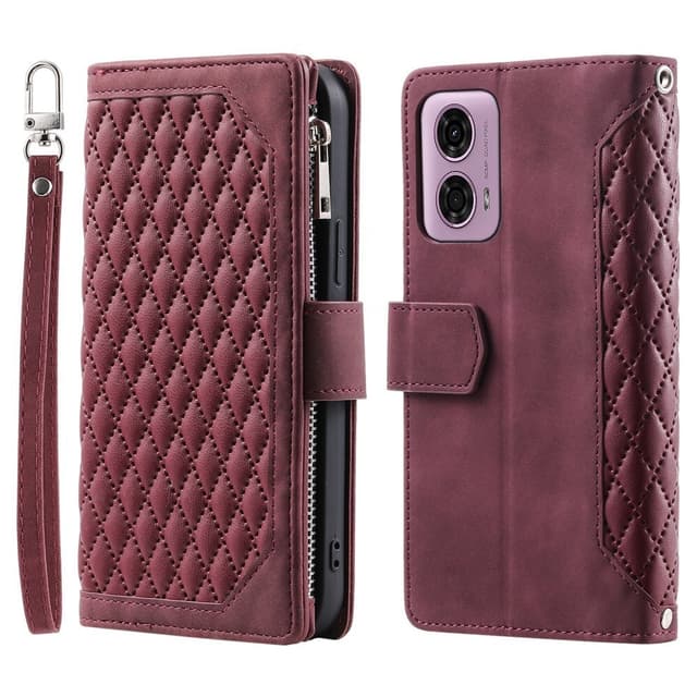 SKALO Motorola Moto E14 4G Big Wallet Quilted Flip Cover - Rød