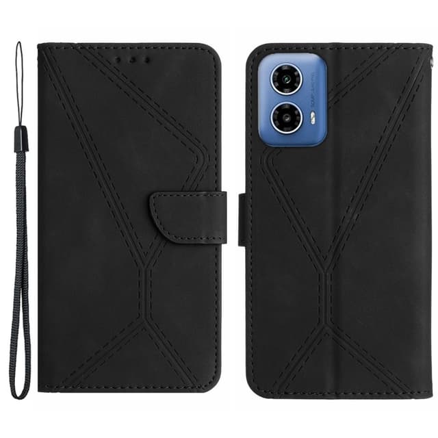 SKALO Motorola Moto E14 4G Embossed Plånboksfodral i PU-Läder - Svart