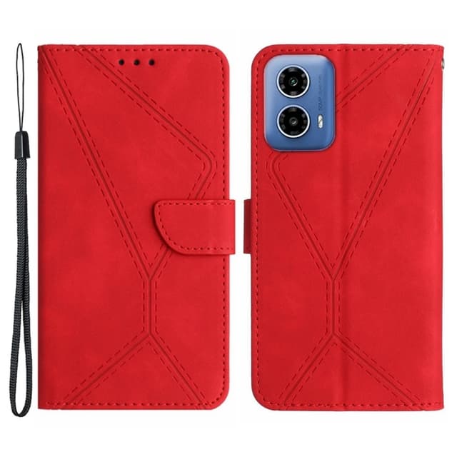 SKALO Motorola Moto E14 4G Embossed Plånboksfodral i PU-Läder - Röd