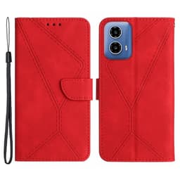 SKALO Motorola Moto E14 4G PU læderpung med prægning - Rød