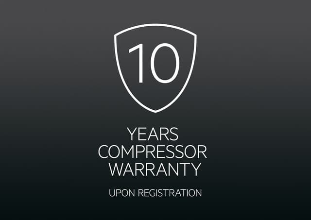Kymmenen vuoden takuu kompressorille.
