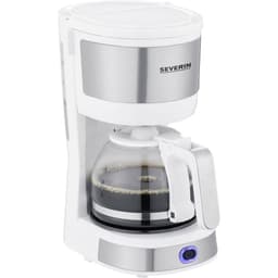 Severin KA 4809 Kaffebryggare Vit, Rostfritt stål (borstat) Kapacitet Koppar=4 Glaskanna, Varmhållningsfunktion, med fi