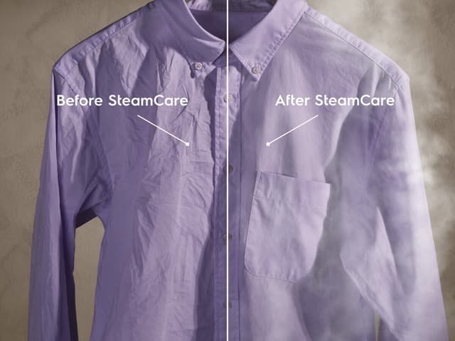 Vähentää ryppyjä jopa 50 % ja raikastaa vaatteita SteamCare-toiminnolla*