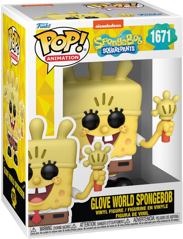 Funko POP Svampbob Fyrkant actionfigur (med handskljus)
