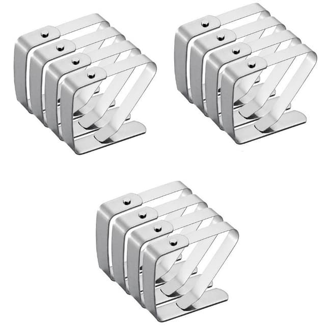 12-pack dukklämmor dukhållare för hem, picknick, utomhusfest Silver