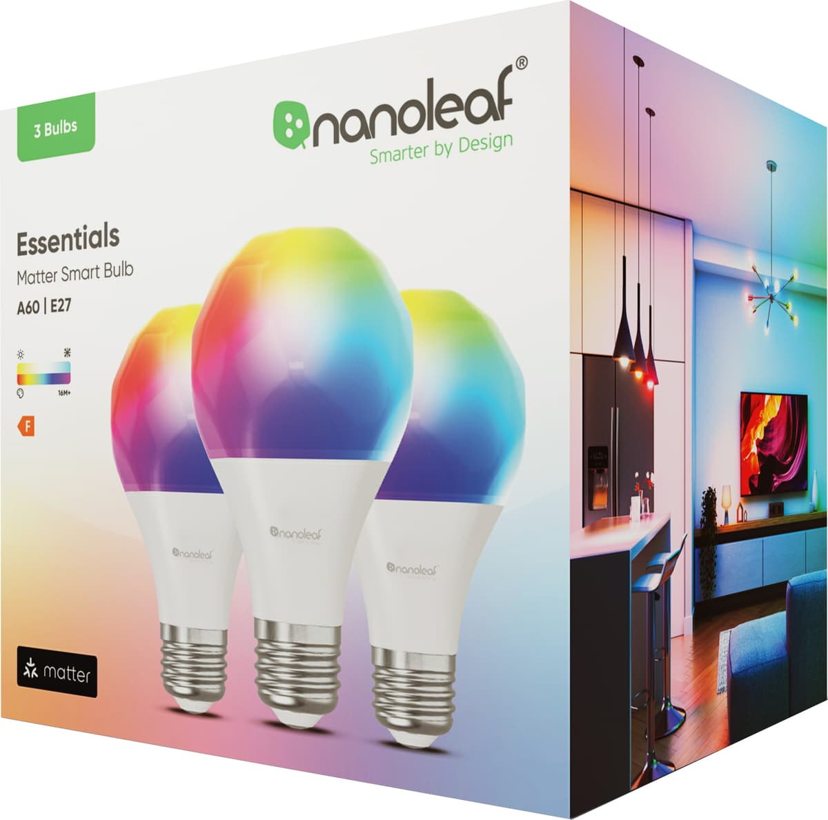 Nanoleaf Essentials Matter smart LED-pære 9W E27 (3-pk) - Elkjøp