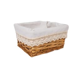 Kurv MAX 24x18xH12cm, lysebrun med blonder