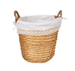 Skittentøyskurv MAX D40xH56cm, lysebrun med blonder
