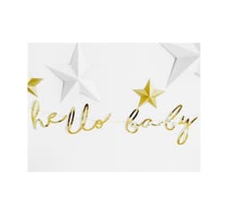 Banner Hej Baby, Guld 18*70cm