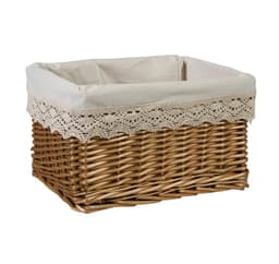 Korg MAX-3, 40x30xH24cm, väv, färg: ljusbrun, tyg med spets
