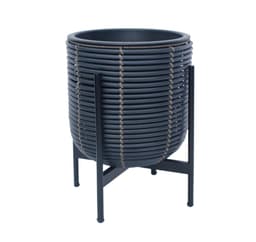 Kukkaruukku WICKER telineen kanssa 30x30xH38cm, musta