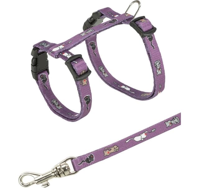 Junior kattungesele med koppel, kattmotiv, 21–33 cm/8 mm, 1,20 m, Trixie