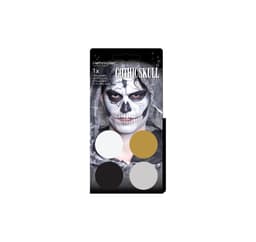 Ansiktsmaske Gothic Skull, satt med 4-farger børste
