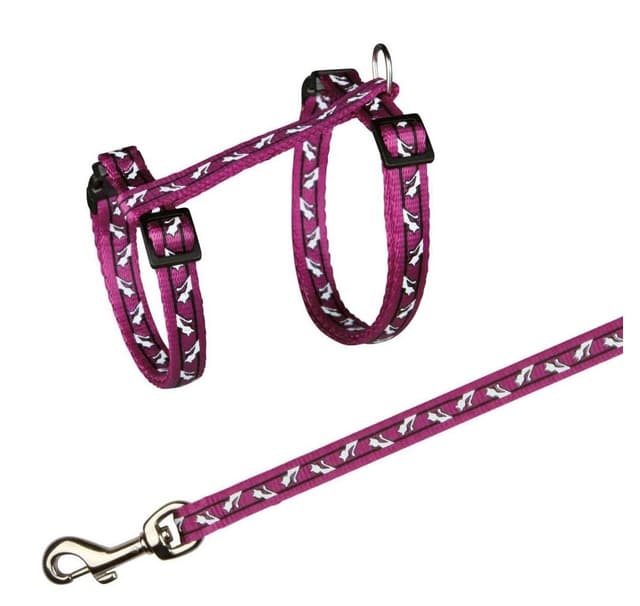 Kattesele med snor, til alle katte, nylon, 27–45 cm/10 mm, 1,20 m, Trixie