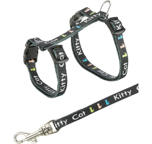 Junior sele för kattungar med koppel, Kitty Cat-motiv, 21–33 cm/8 mm, 1,20 m