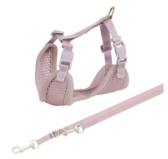 Junior valp mjuk sele med koppel, 26–34 cm/10 mm, 2,00 m, ljus lila