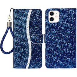 SKALO iPhone 13 Glitter design Lompakko kotelo - Sininen