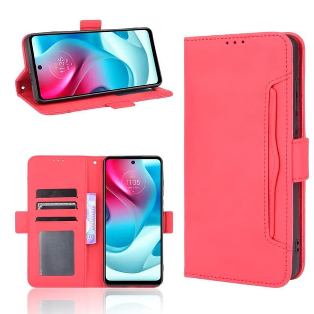 SKALO Moto G60S 6-lokeroa Lompakkokotelo - Punainen